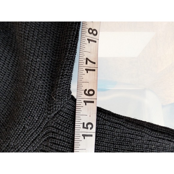 Reformation Romey Black Merino Ribbed Sweater Flare Sleeve Med Minimalist Luxury - Picture 9 of 10